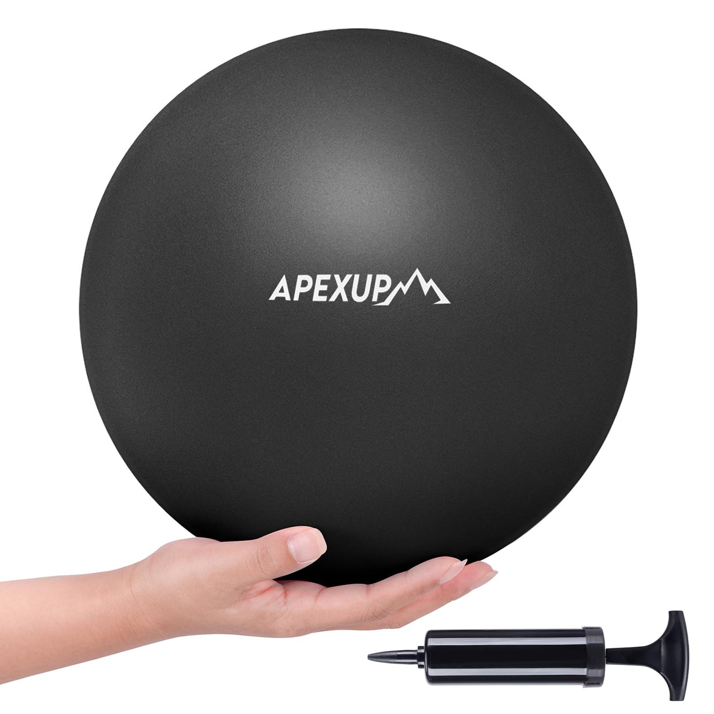 APEXUP 9 Inch Pilates Ball Small Exercise Ball for Yoga, Fitness, Balance, Core Workout, Physical Therapy (XXS (9") 23cm, Black)