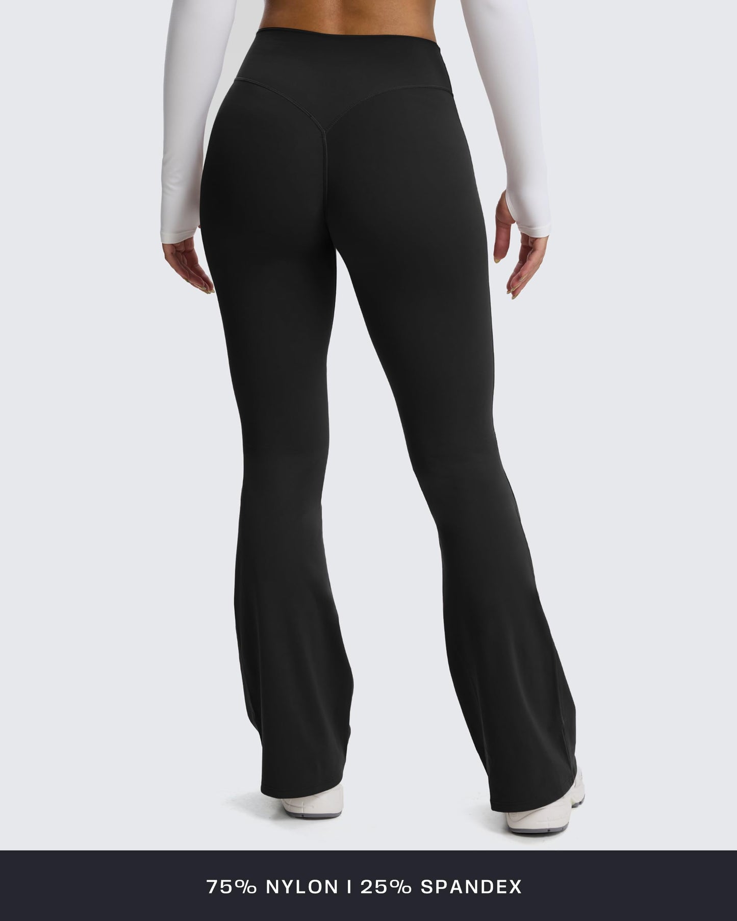 Aoxjox Flare Leggings for Women Metamorph Mid-Rise Hidden Scrunch Butt Lifting Wide Leg Yoga Pants 32" (Black, Small)