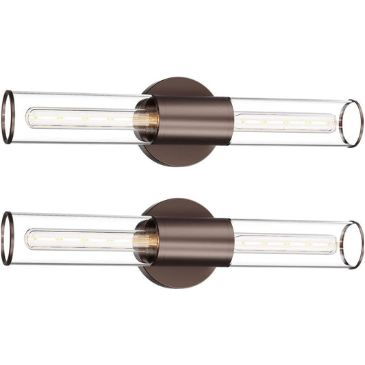 Eietonte Bathroom Vanity Light Fixture, 2-Light Oil Rubbed Bronze Wall Sconce Lighting Fixture with Clear Glass, Indoor E26 Stocket Wall Lamp for Mirror Living Room Hallway, 2 Pack