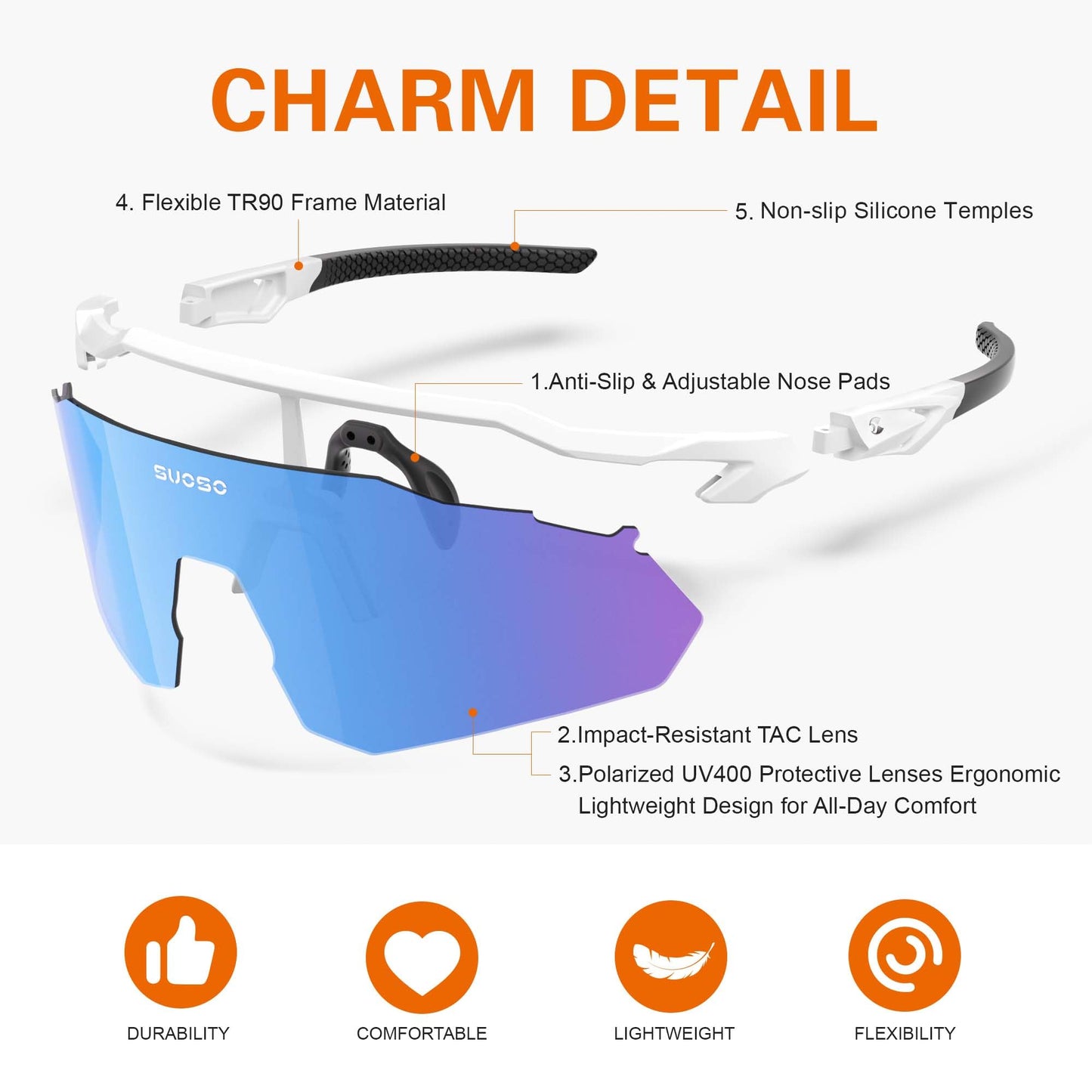 suoso Polarized Sports Sunglasses for Men: Women UV Protection youth Cycling Running Baseball Sun Glasses Softball Goggles - Green