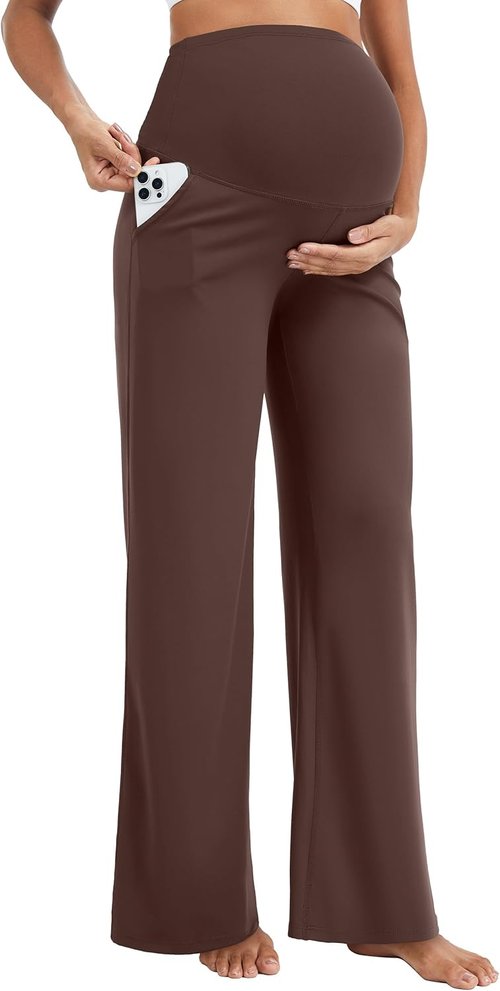 MathCat Women's Maternity Yoga Pants - Over The Belly Wide Leg Design | Soft & Stretchy Comfort