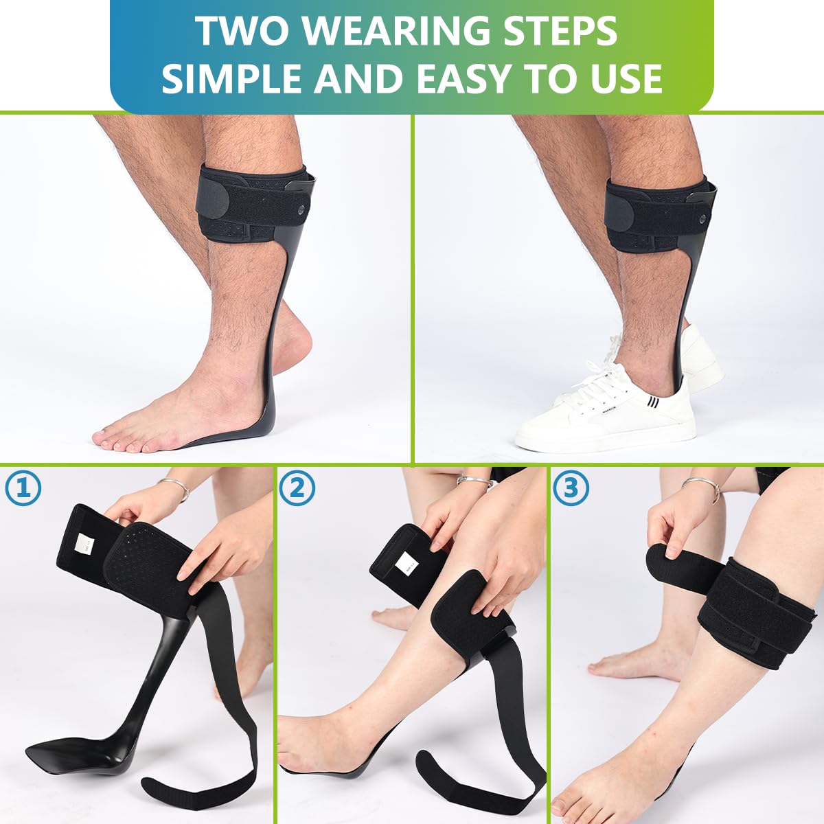 Komzer AFO Drop Foot Brace for Men Women Ultra Thin Half Palm Ankle Stabilizer Daily Ambulation Walk Auxiliary Footwear Inserts for Stroke Hemiplegia, S-Right
