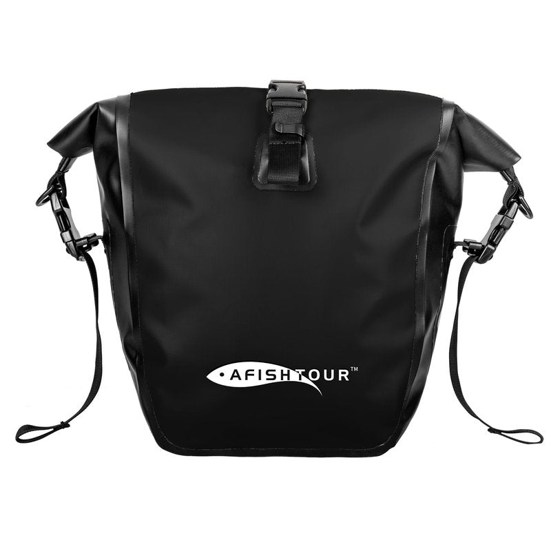 AFISHTOUR Waterproof Bike Pannier - 15L Saddle Bag for Bicycles Rear Rack - Bike Bag for Grocery, Laptop (Black, 1 PCS)