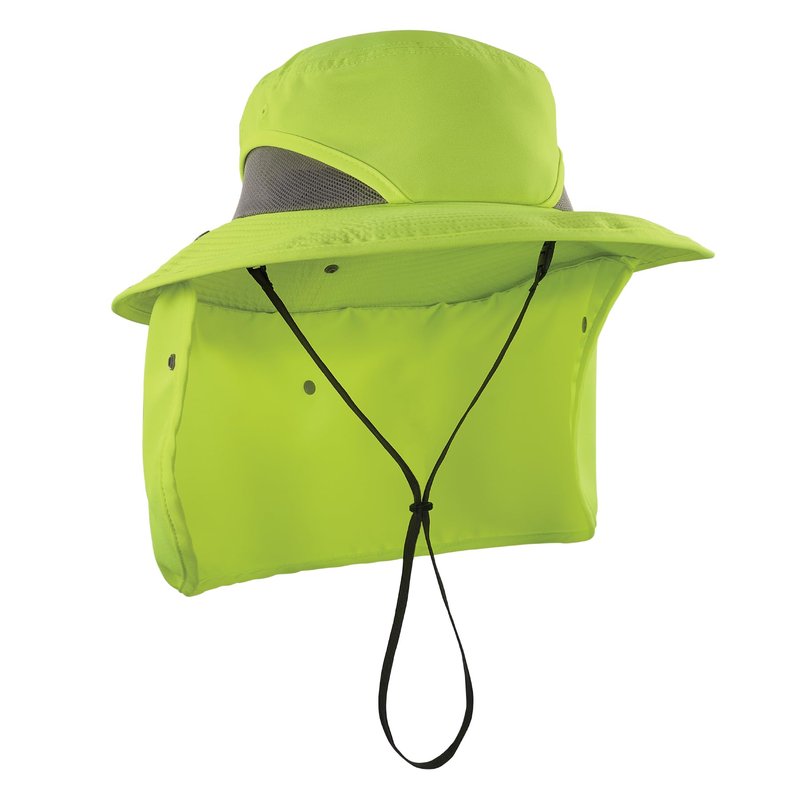 Ergodyne Chill Its 8934 Ranger Hat with Neck Shade, Hi Vis Lime