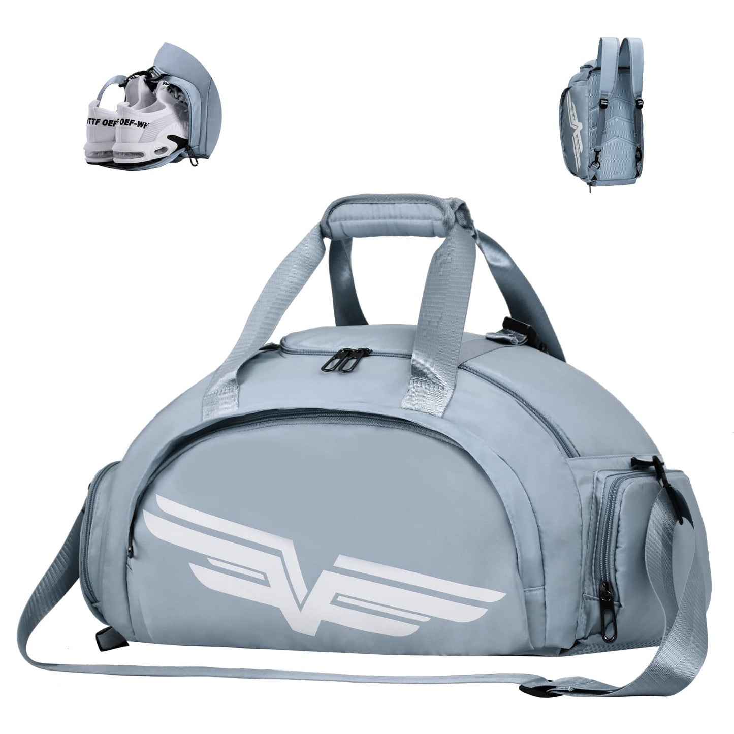 FIORETTO 35L Mens Sports Gym Duffle Bag with Wet Pocket & Shoe Compartment, Overnight Weekender Bag with Padded Shoulder Strap, Ideal for Travel, Gym, Sports, Swimming, Green