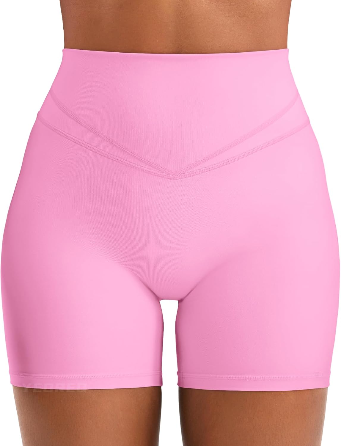 YEOREO High Rise Yoga Shorts - 4.5" No Front Seam Hidden Scrunch Biker Shorts for Women