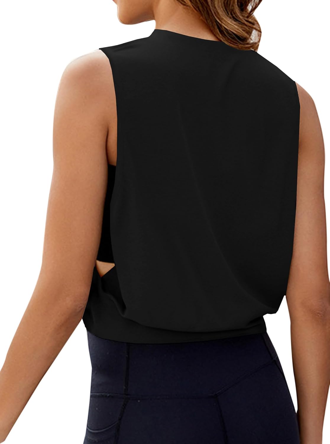 Remidoo Women's Sleeveless Workout Top - Open Side Crop Tank for Gym & Athletic Activities