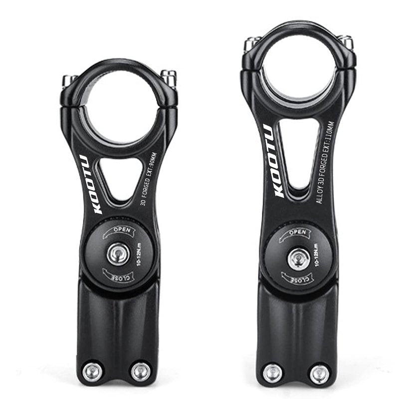 KOOTU Adjustable Bike Stem, 28.6mm / 31.8mm Bike Handlebar Extender ±85 Degree Aluminum Alloy Bicycle Stem Riser for Mountain Bike Road Bike BMX MTB(90mm)