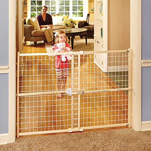 Toddleroo by North States - Quick-Fit Extra-Wide Wire Mesh Wooden Baby Gate: Pressure Mounted Baby Gate for Doorways - Adjustable 29.5 to 50 Inches Wide - 31 Inches Tall