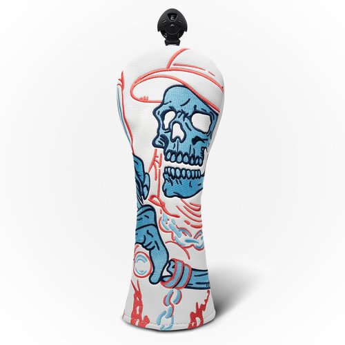Golf Club Head Covers,1pc Skull Skeleton Fairway Golf Headcovers for Woods, PU Leather with Advanced Embroidery for Most Brands-White