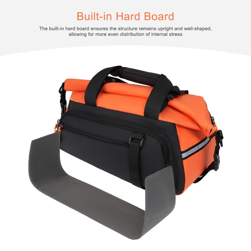 MOSISO Bike Rack Bag, 13-24L Expandable Top Layer Bicycle Rear Trunk Bags, Bike Rear Seat Pouch Cycling Luggage Handbag with Shoulder Strap for Road Mountain Cycling Traveling Commuting, Black&Orange