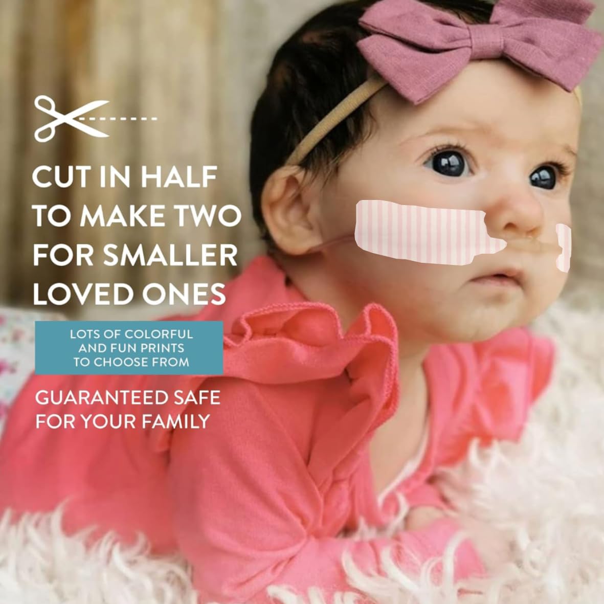 Nasogastric or Oxygen Tube precut Adhesive Tape Pastel Mix x 10 Pack. (Mix Pack)