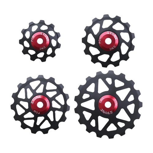 DJC Stone Bearing Pulley Wheel Gear Guide Roller 11t 13t 15t 17t MTB Road Bike Rear Derailleur for Shimano for Sram Over Sized Ordinary Tooth Pulley (Black Hollow, 13T)
