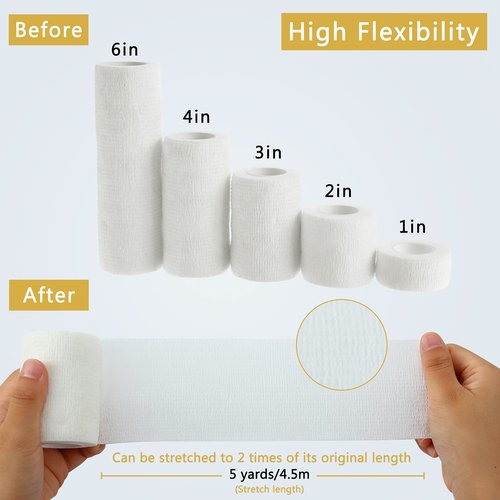 25 Yards 5 Rolls Halloween Mummy Bandage Wrap Self Adhesive Stretch Gauze Bandage Rolls Halloween Mummy Costume for Women Men Cosplay