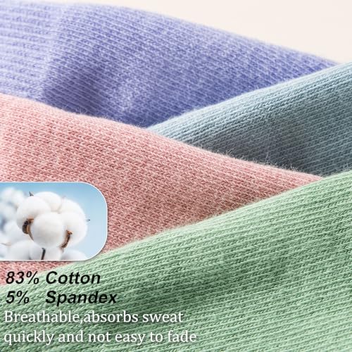 Non-Slip Pilates Socks for Women - Cotton Grippy Crew Socks, 3 Pairs - Color 11