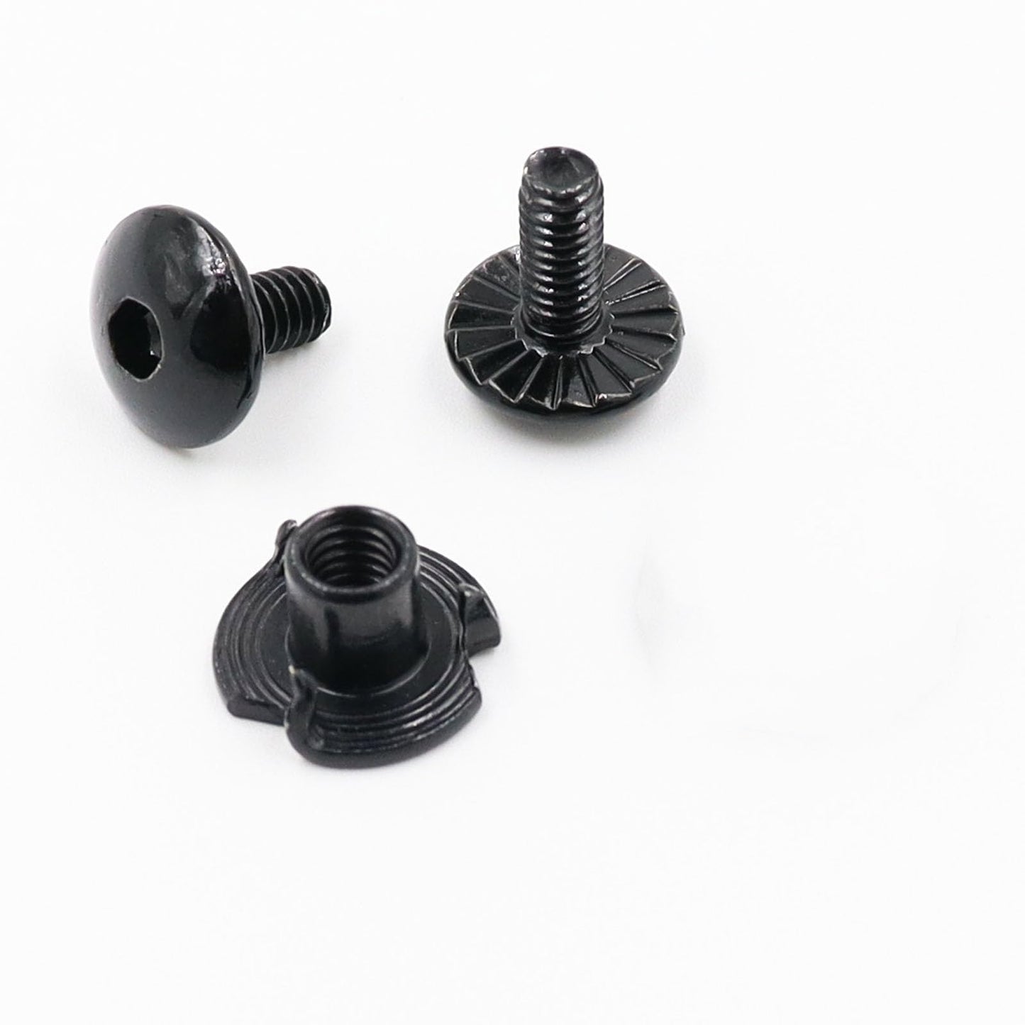 12 Sets Gun Holster Screws and Black 3 Prong T-Nuts Kit #8-32 x 5/16" & 3/8" for Safari Land QLS System/Holster & Kydex & Leather Gun Holster Screws with Anti-Slip Teeth. (12 Sets-Black)