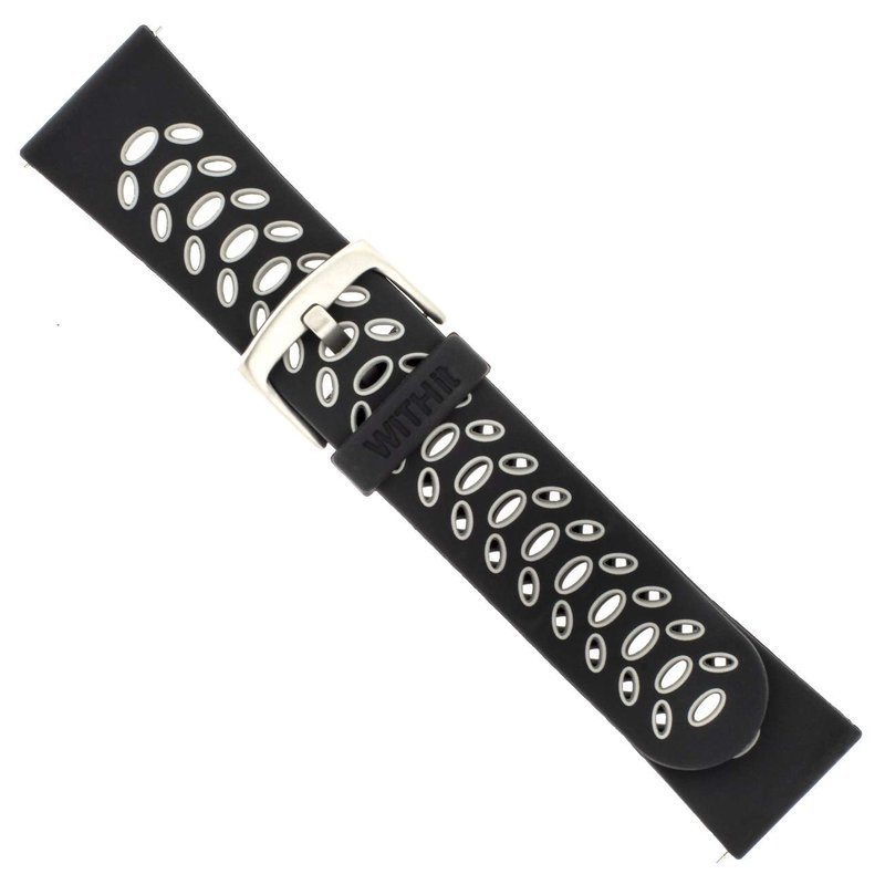 WITHit Designer Silicone Replacement Band for Fitbit Versa/Versa 2, Black/Gray Sport - Secure, Adjustable Stainless Steel Buckle Closure, Fitbit Watch Band Replacement, Fits Most Wrists