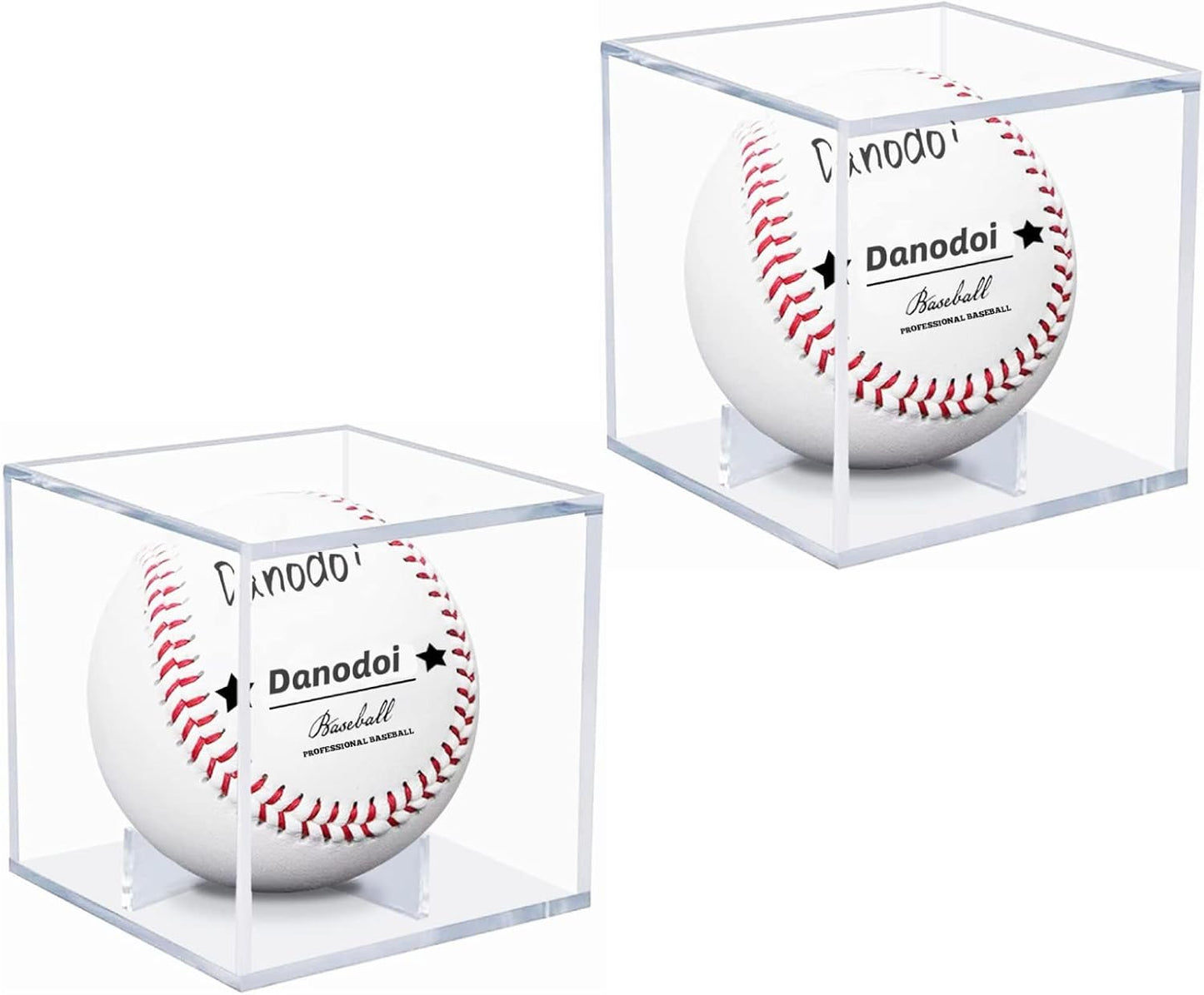Skiennix Baseball Display Case - UV Protected Acrylic Cube Holder for Official Size Baseballs | 2 Pack