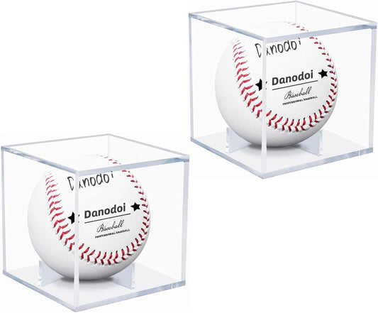 Skiennix Baseball Display Case - UV Protected Acrylic Cube Holder for Official Size Baseballs | 2 Pack