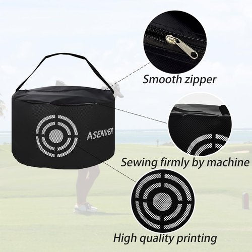ASENVER Black Golf Impact Bag Silent Golf Swing Trainer Golf Smash Bag Portable Power Hitting Bag Golf Training Aid