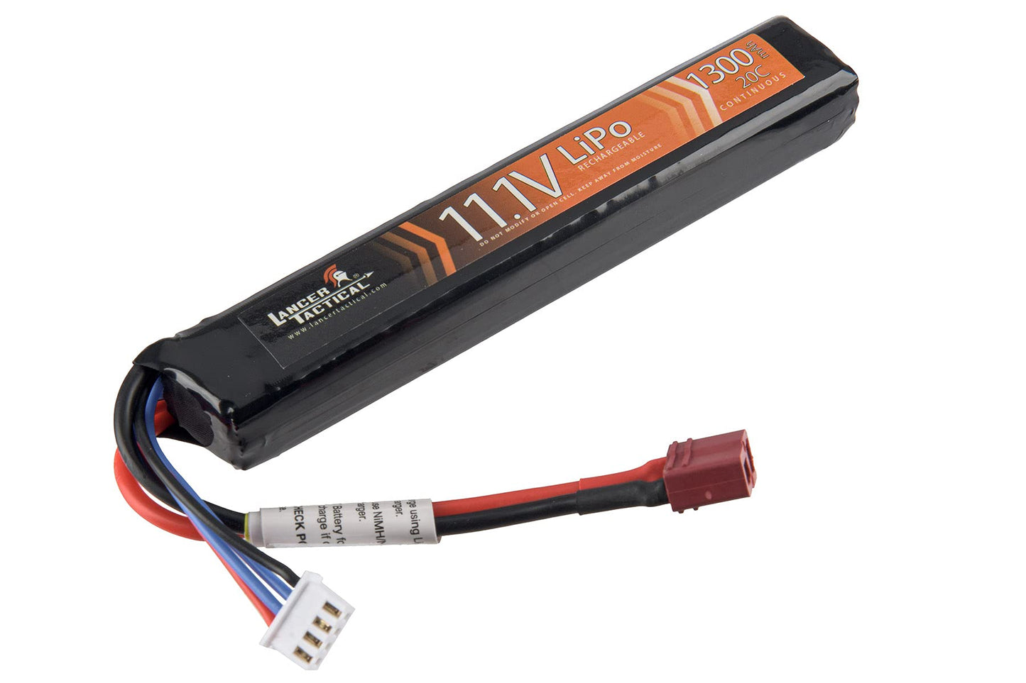 Lancer Tactical LiPo Airsoft Battery - 11.1V 1300mAh 15C/20C Stick - Tamiya/Dean Connector(1300mAh 20C Stick - Dean Connector)