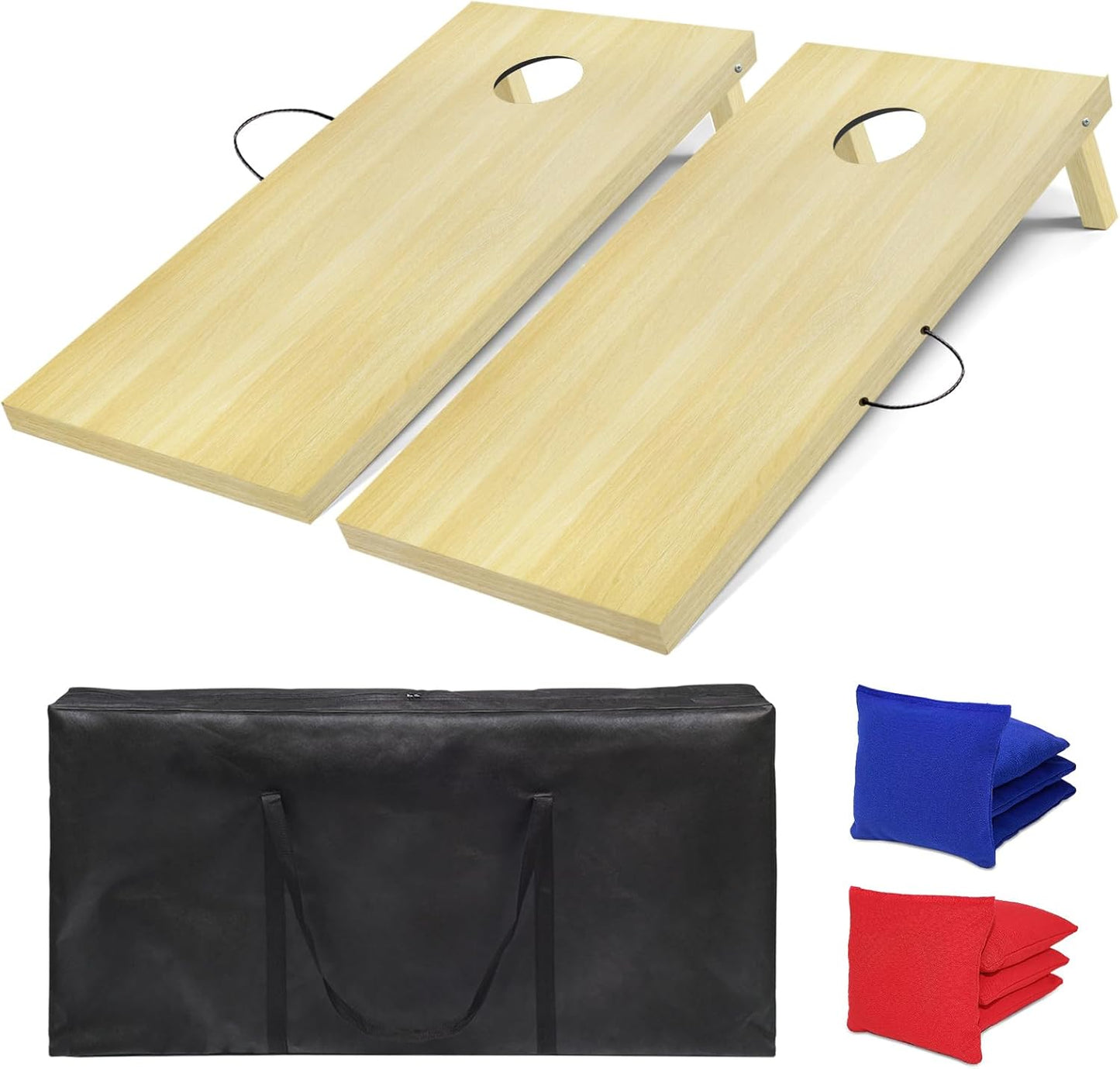 Skiennix Cornhole Board Set - Regulation 4 ft x 2 ft Game with 8 Toss Bags & Carrying Case