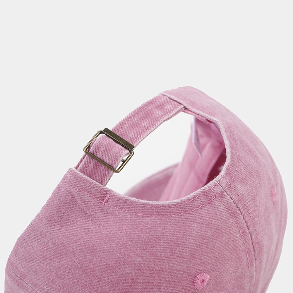 Agturber Cute Heart Hats for Women Vintage Washed Cotton Embroidered Baseball Cap Adjustable Low Profile Dad Hat Pink