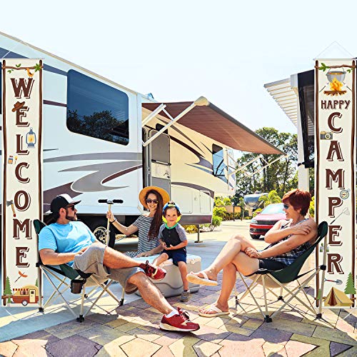 Camping Party Banner Set - Welcome & Happy Camper Banners for Outdoor Celebrations