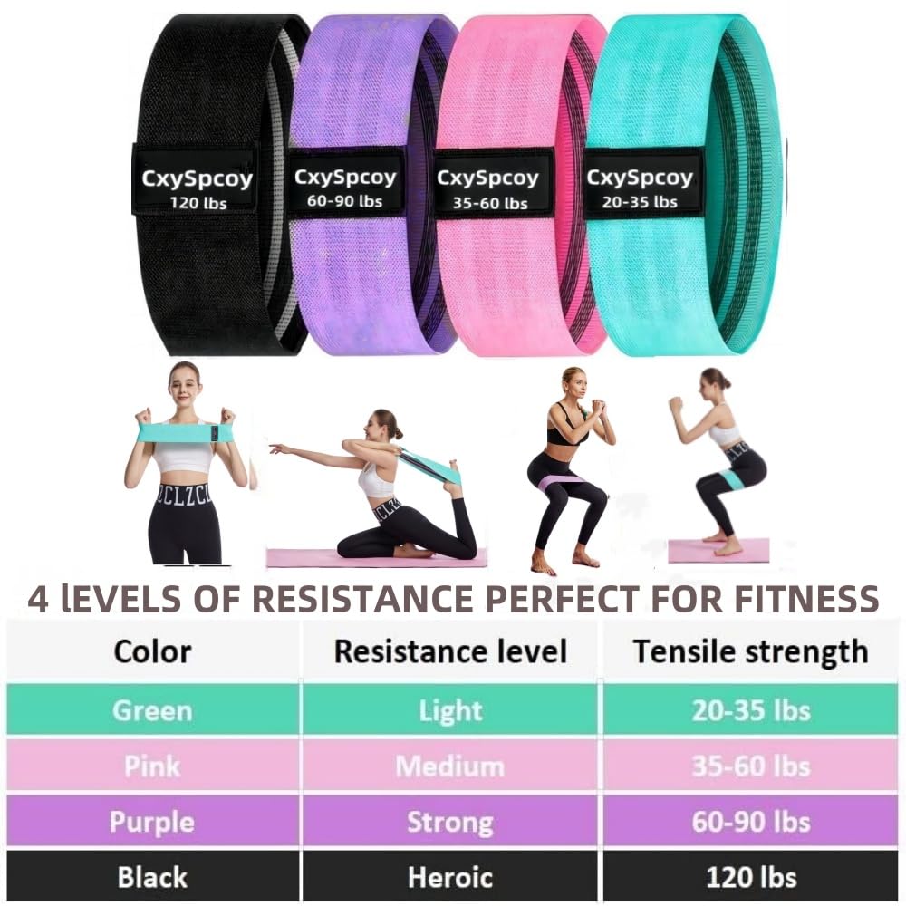 CxySpcoy 4 Levels Booty Resistance Bands Upgrade for Hips & Thigh Glutes, Pilates, Leg Butt Stretch Upgrade for Women and Men Elastic Fabric Set Working Out