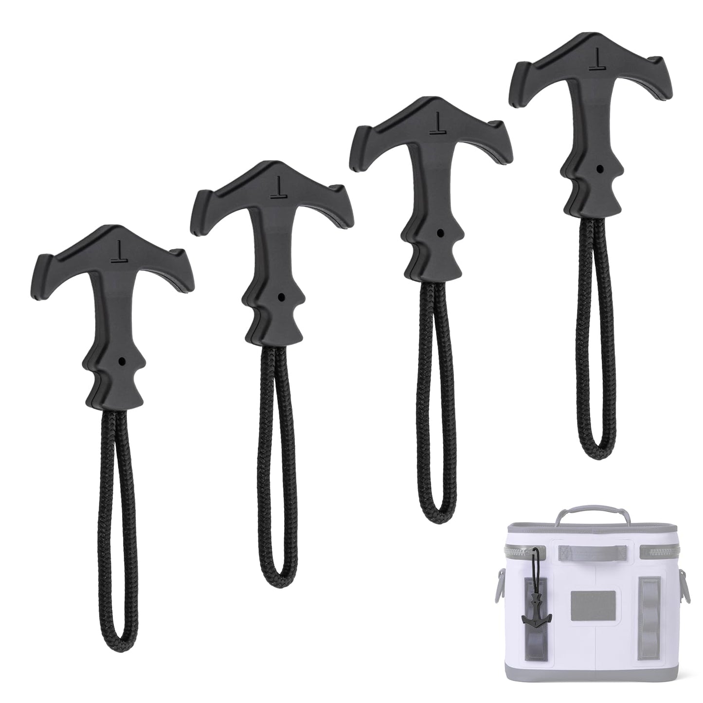 4 PCS Zipper Pulls Replacement Compatible with Yeti Cooler, Heavy Duty T-Shaped Zipper Pulls, Durable Pullers Made of Tough Paracord and Strong Plastic, Ideal for Coolers, Backpack and Totes