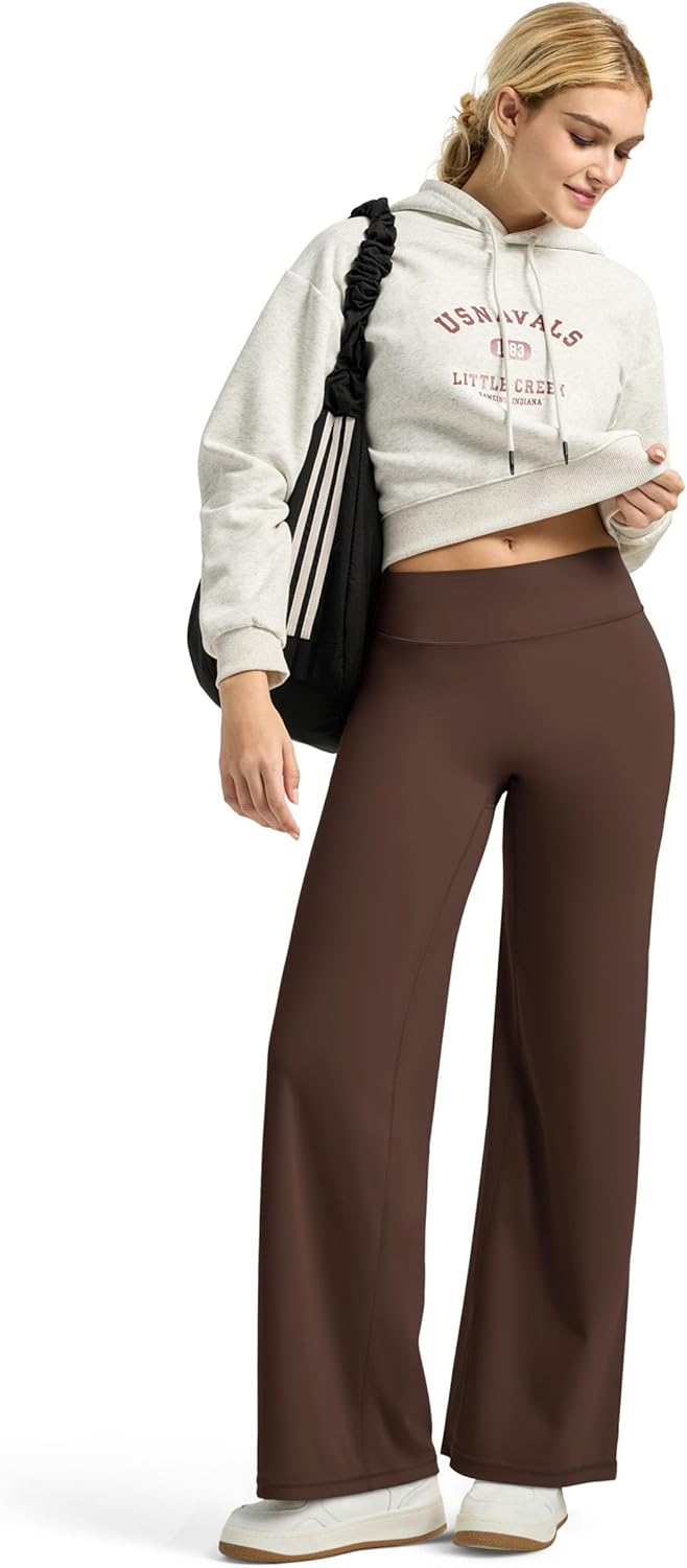 Willit Women's High Waist Buttery Soft Workout Leggings - 31" Straight Leg Yoga Pants in Deep Brown, XS