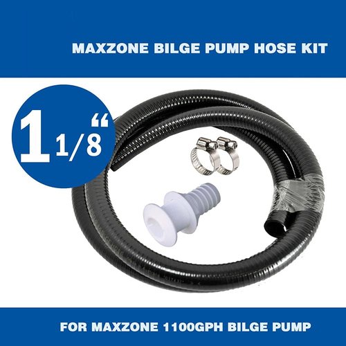 Bilge Pump Installation Kit - Premium 6 FT Kink-Free Flexible PVC Hose | Includes 2 Clamps & Thru-Hull Fitting
