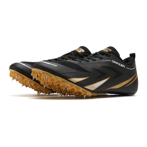 ORRZER Men's Track and Field Shoes Running Spike Women's Cross Country Mesh Breathable Lightweight Durable Youth Sneakers for Big Kids Athletics Black/Gold/White