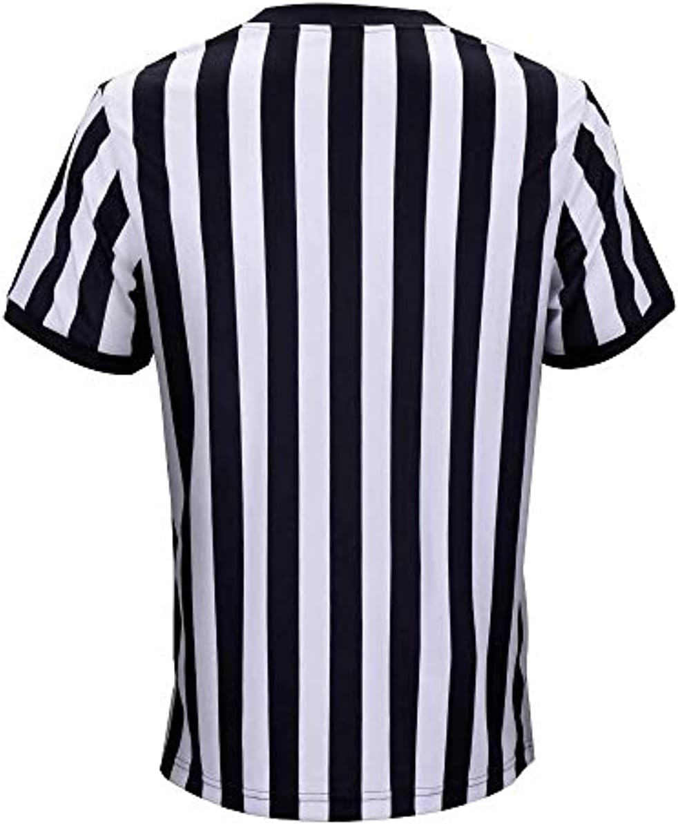Skiennix Men’s Referee Shirt - Official Black Stripe Umpire Jersey | Pro-Style V-Neck Uniform