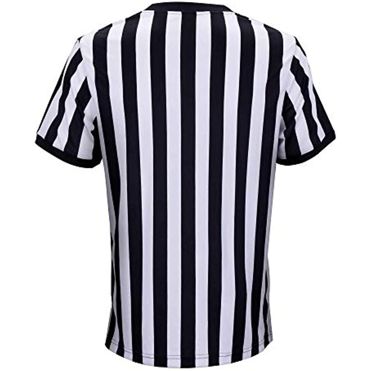 allentian Men Referee Shirt, Official Black & White Stripe Referee/Umpire Jersey – Pro-Style V-Neck Referee Uniform, Basketball, Football, Soccer (XL)