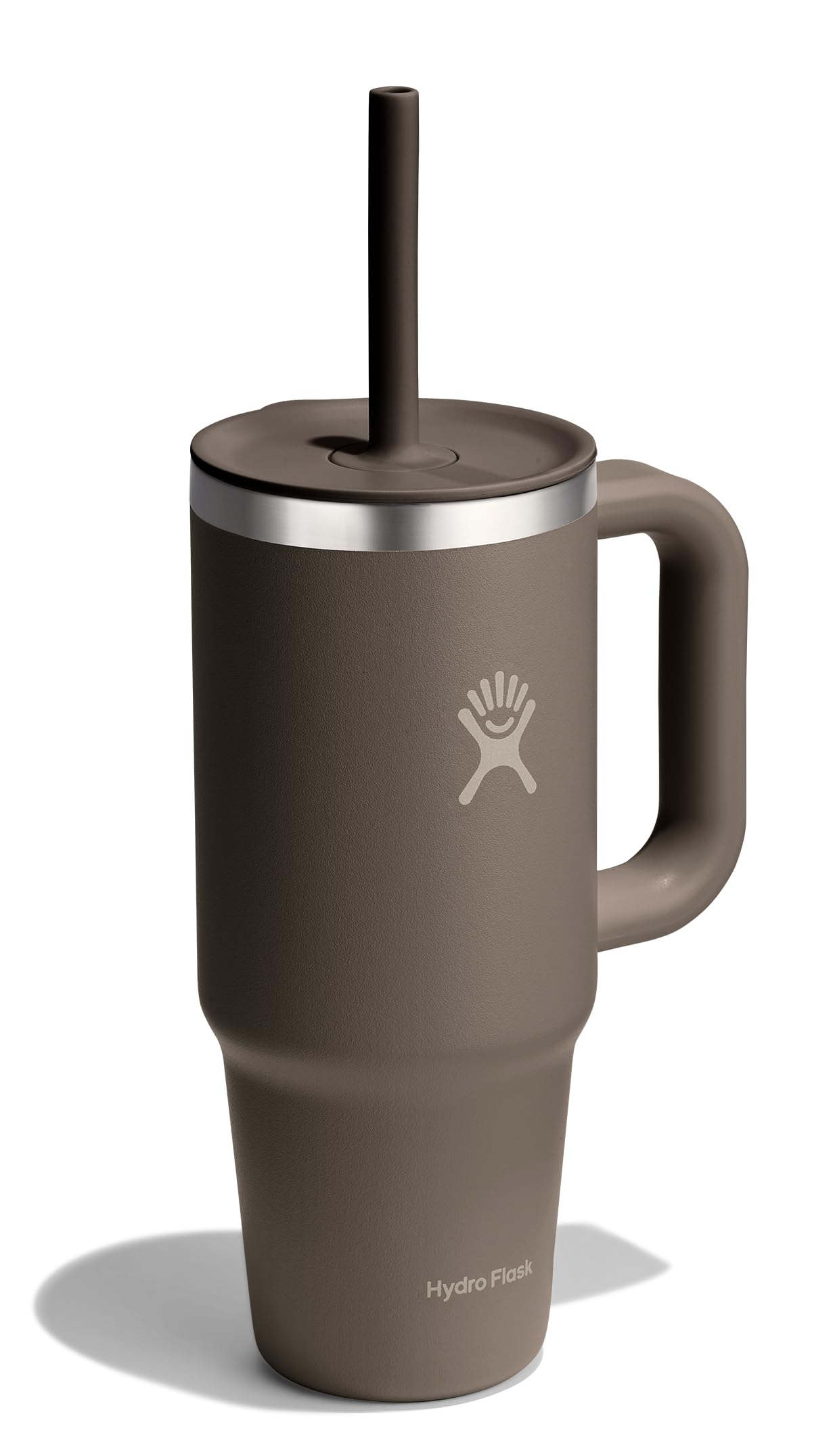 Hydro Flask Travel Tumbler with Handle, Lid and Straw - Insulated Stainless Steel in 24 Oz Sandpiper