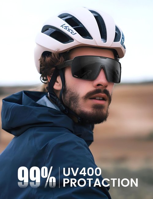 Lamicall Polarized Sports Sunglasses for Men Women, [29g Ultralight] UV400 Protection Sun Glasses for Cycling Running Baseball Fishing Golf Beach Volleyball, Full Frame, Black