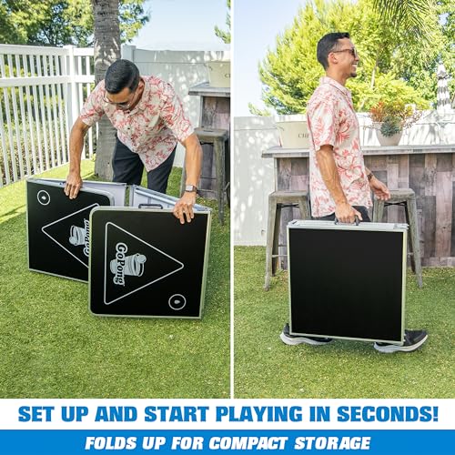 8-Foot Portable Beer Pong Table - Black - Durable & Lightweight