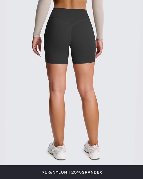 Aoxjox Metamorph Workout Biker Shorts - High Waisted Tummy Control for Women | 6" Deep V Yoga Shorts