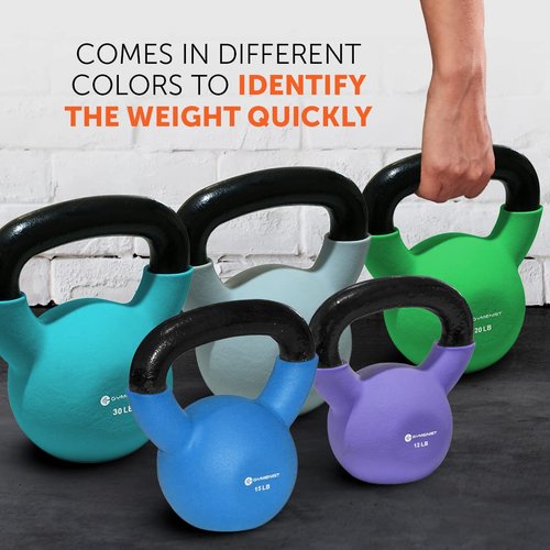 GYMENIST Kettlebell Fitness Iron Weights with Neoprene Coating Around The Bottom Half of The Metal Kettle Bell (18 LB)