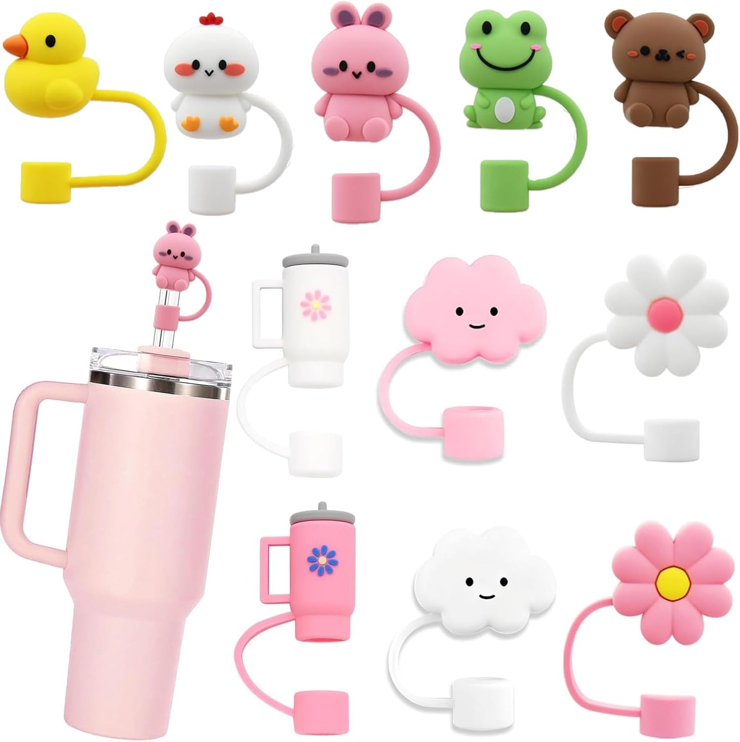 Skiennix 11-Piece Silicone Straw Covers for Stanley Cups | Reusable 30oz & 40oz Lid Accessories