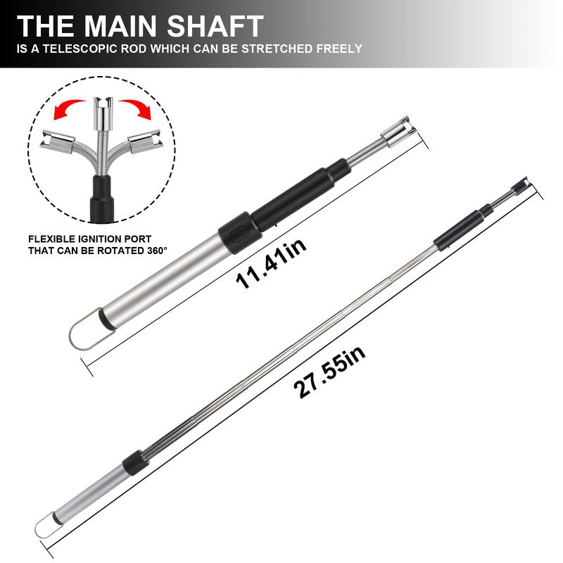 Long Lighter, Retractable Electric Lighters, Lgnition Port Can be Rotated 360°, Rechargeable via USB, lighters Suitable for Lighting Candles, barbecues, fireplaces, fire pits, etc