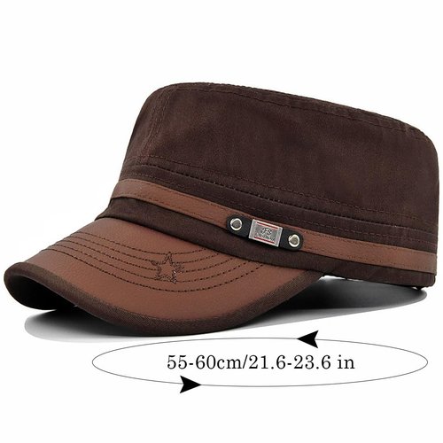YeeHeen Cadet Army Cap for Men Women Twill Military Corps Hat Flat Top Cap Brown