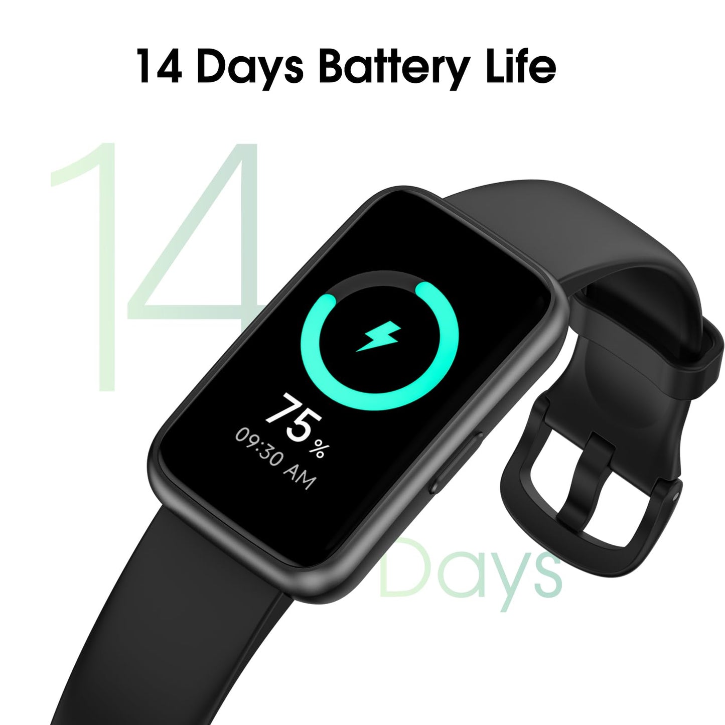 Long Battery Pedometer Watch 14 Days Battery Life, Slim Design No App/Phone Required Fitness Tracker, 50 Meters Waterproof Smart Watch, Heart Rate & Blood Oxygen Monitor Step Counter for Men Women