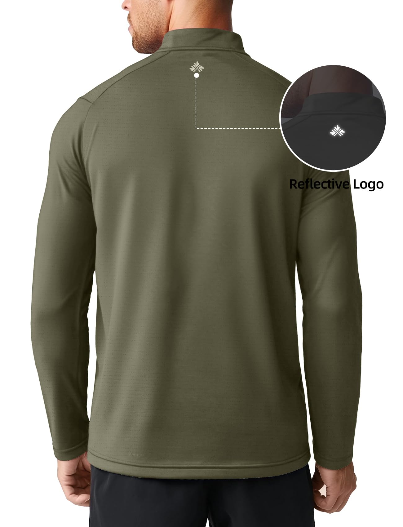 Zengjo Mens Quarter Zip Athletic Pullover Mid-Weight 1/4-Zip Running Workout Shirt Moisture Wicking