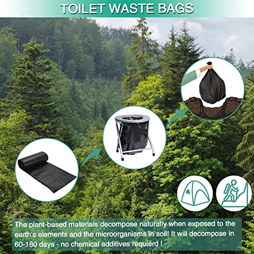 80/60/20 Portable Camping Toilet Bags 100% Compostable 8 Gallon Use