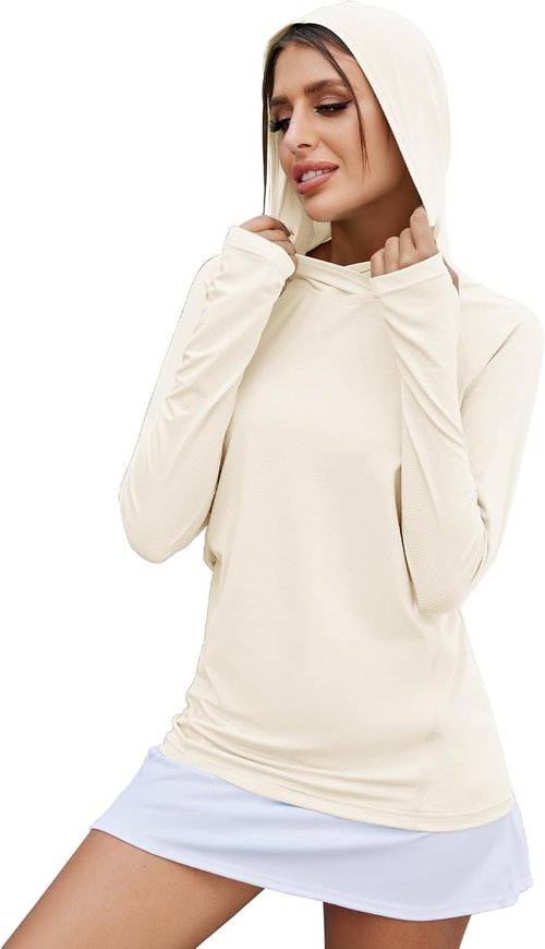 LUYAA Women's Sun Protection Hoodie - UPF 50+ Breathable Long Sleeve for Outdoor Running & Hiking
