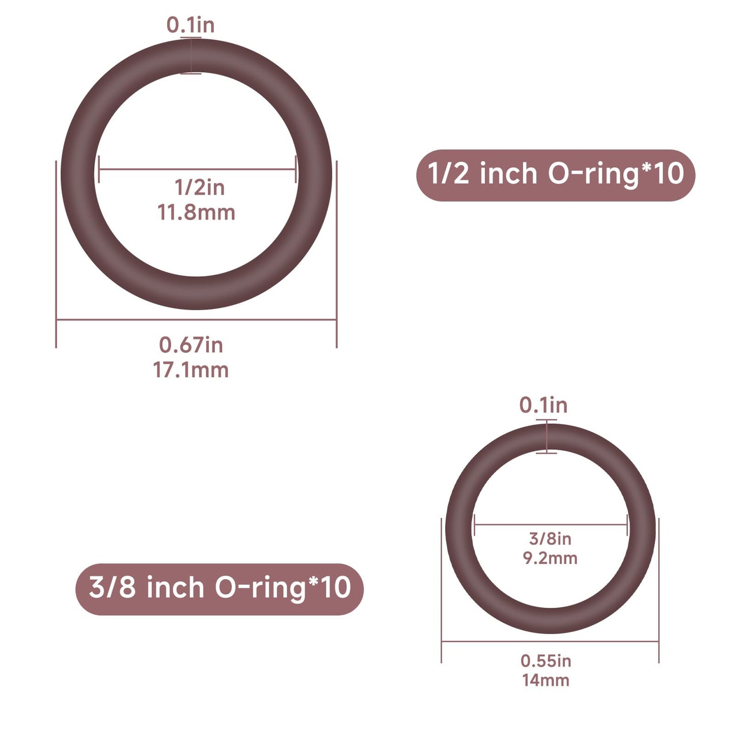 Cutetool (20pcs) Power Pressure Washer O-Rings Kit for 1/4" & 3/8" Quick Coupler for High Temp Viton O-Rings for Power Washer Hose & Spray Gun Connections