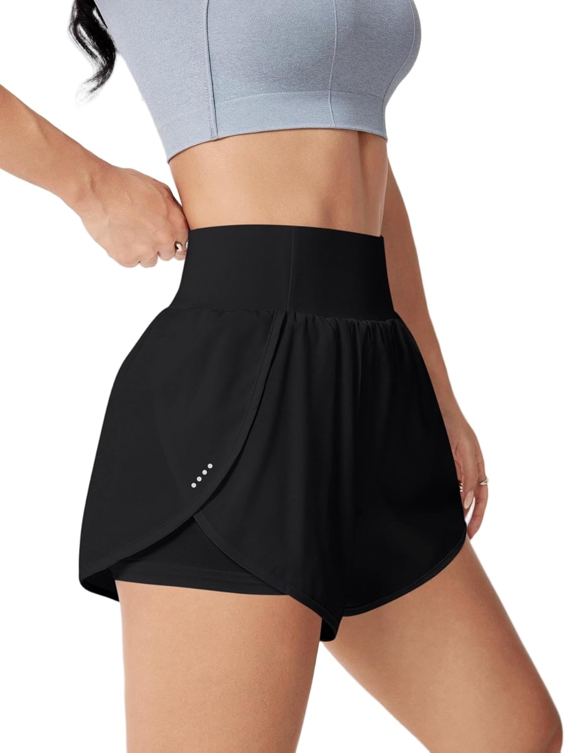Skiennix Women's High-Waisted Athletic Running Shorts - 3" Dolphin Style with Pockets for Gym & Yoga