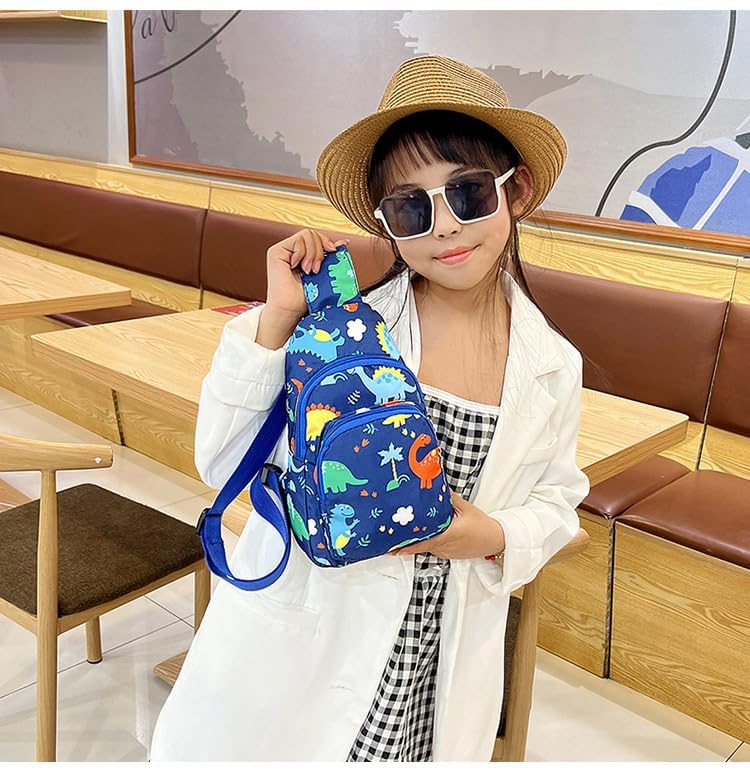 Kids Crossbody Sling Bag - Small Nylon Cartoon Purse, Blue
